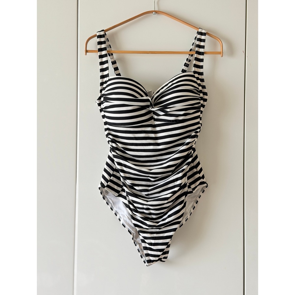 Bond-Eye Australia Twist Front One Piece Swimsuit Striped Sz 10 Multi Fit Cup
